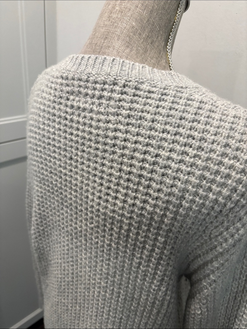 AllSaints Wool Waffle Knit Sweater Grey Oversized Size S - Picture 8 of 15